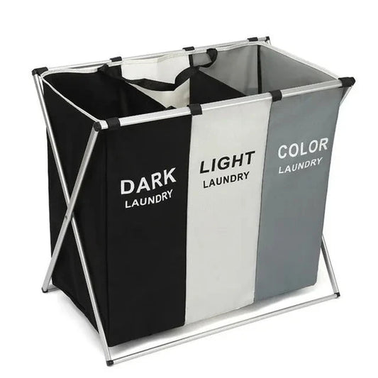 Triple Folding Fabric Laundry Basket