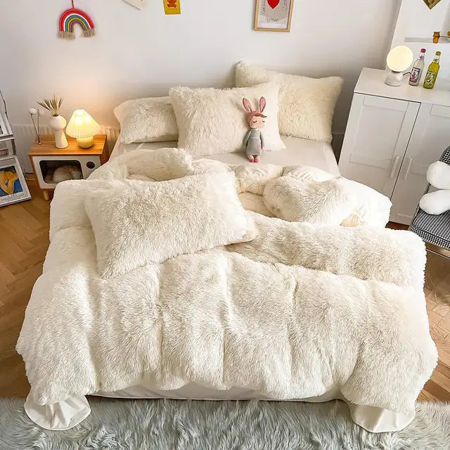 3pcs/set on sale Shaggy Fluffy Duvet Cover Set, Fluffy Bedding Set, Ultra Soft Bedding S